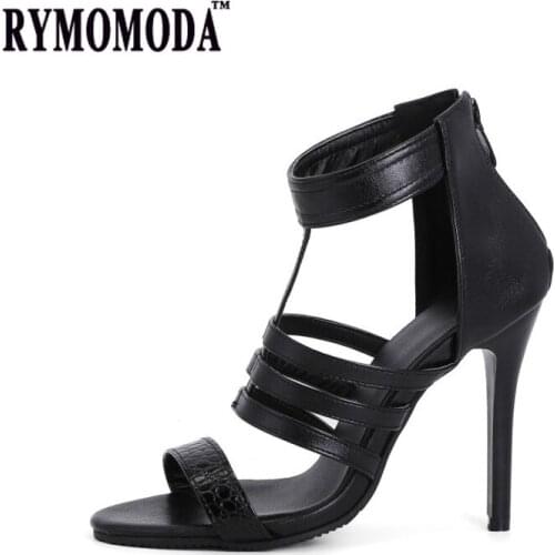 RYMOMODA PU Leather Gladiator Sandals Women 2021 Female Gladiator 10cm Super High Heels Sandles Plus Size Women Shoes 44 45 46