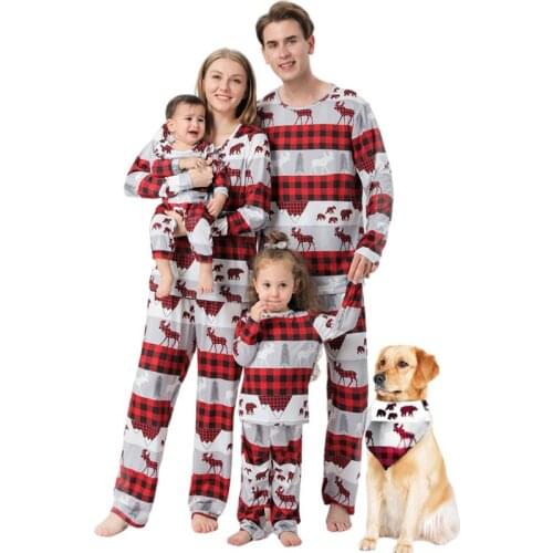 Family Matching Outfits Clothing Christmas Pajamas Set Xmas Adult Kids Cute Party Nightwear Pyjamas Cartoon Deer Sleepwear Suit