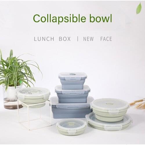 Folding Bowl Outdoor Silicone Lunch Box Microwave Lunch Box Fresh-keeping Box Portable Lunch Box Retractable Bowl Travel Instant