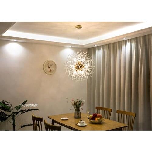 Modern Dandelion Led Stainless Steel Crystal Light Crystal Bead Atmosphere Chandeliers Luxury For Lving Dining Room
