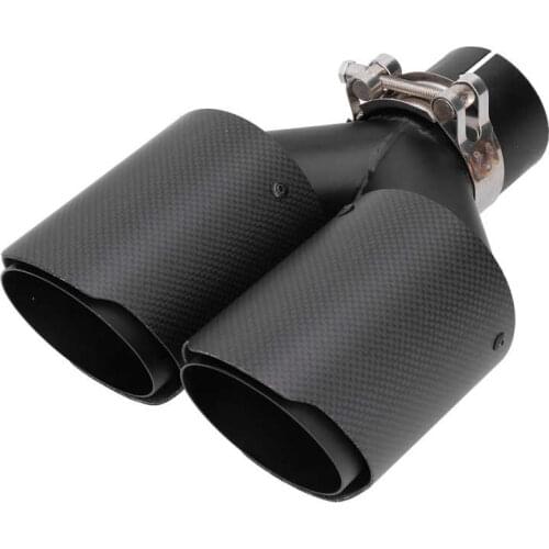 Exhaust Pipe Matte Carbon Fiber Dual Outlet Exhaust Tips Universal Black Tail Pipes for 58mm‑60mm Universal Exhaust Tip