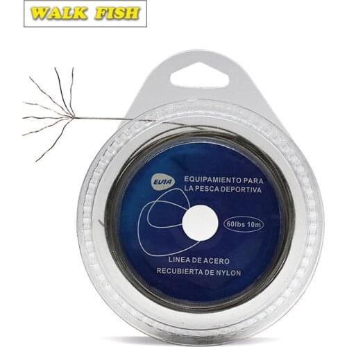WALK FISH 1PCS Fishing Steel Wire Fishing Lines 10m Max Power 7 Strands Super Soft Wire Lines Cover with Plastic Waterproof