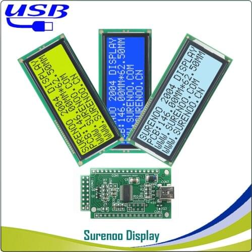 LCD2USB USB 204 20X4 2004 Larger Character LCD Module Display Screen Panel sutible LCD Smartie & AIDA64 for DIY PC