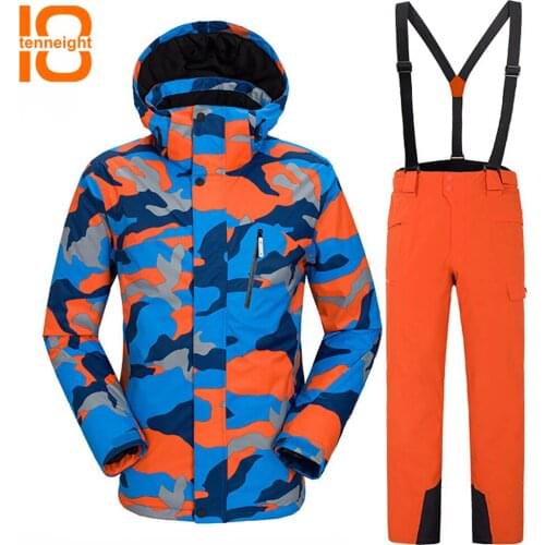 TENNEIGHT Winter Ski Suit Mens Windproof Waterproof Thermal Outdoor Skiing Snowboarding Jacket And Pants sets Climbing Skating