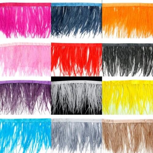 1 Meters/lot High Quality Real Ostrich Feather Trims 8-10cm for Skirt/Dress/Costume Feather Trimming Wholesale DIY Party Craft