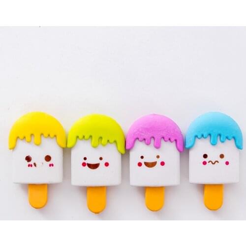 1 PCs Creative Cartoon Fountain Ice Cream Eraser Eraser Students Study Supplies Wholesale