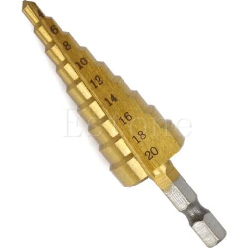 1PCS New Hot High Quality HSS High Speed Steel Triangle Shank Pagoda Step Drill Bit from 4-20mm