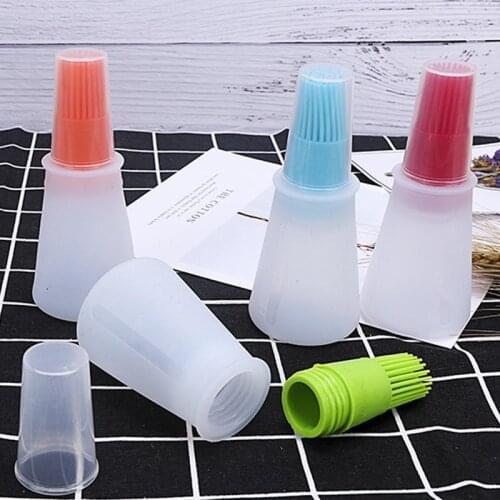 1pcs 4Colors Oil Bottle Brush Cake Butter Bread Pastry Brush Heat Resistance Flat Bottom Silicone with Cover Barbecue Gadgets