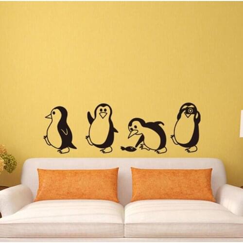 1PC Funny Penguin Kitchen Fridge Sticker DIY Decals Dining Room Kitchen Decorative Wall Stickers Home Creative Penguins Sticker
