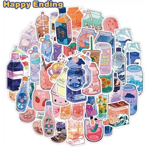 10/30/50Pcs Cartoon Drink Stickers INS Aesthetic Vinyl Waterproof For Laptop Helmet Phone Bicycle Skateboard Gift Toy Gutair
