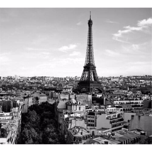 Beibehang Custom Mural 3D Wallpaper Fashion Modern French City Eiffel Tower Black and White Landscape Background papel de parede