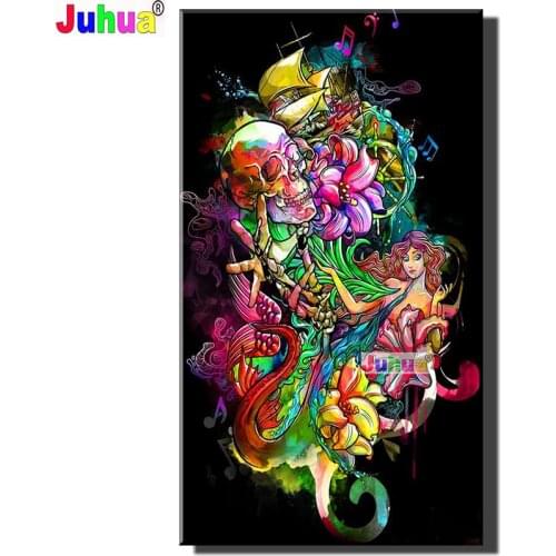 5d DIY Diamond Painting Abstract art, Skull Boat Flower Diamond Mosaic Drill Square Embroidery Cross Stitch Handmade Hobby P889