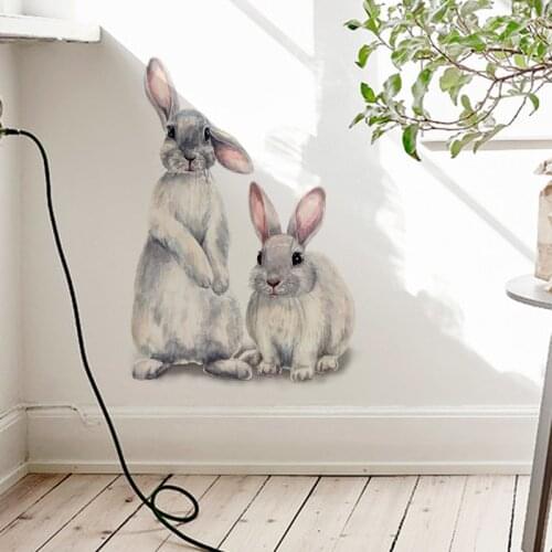 Watercolor animal fox cute rabbit wall stickers living room bedroom childrens room home decoration wall stickers