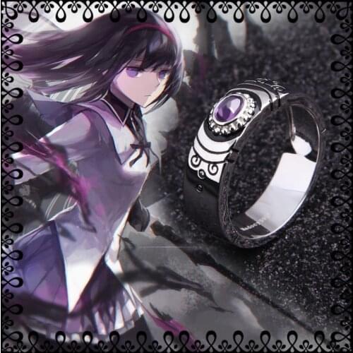 Anime Puella Magi Madoka Magica Akemi Homura Soul Gem 925 Sterling Silver Ring Cosplay Gift