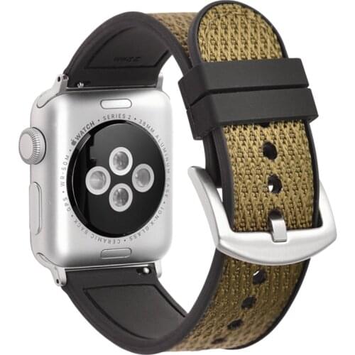 BEAFIRY For Apple Watch 5 Band 40mm 44mm Brown nylon silicone Watch Strap for iWatch 4/3/2/1 38mm 42mm Watchbands Bracelet