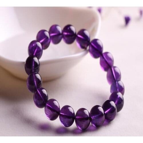 Free shipping Natural Brazil Amethyst Quartz Crystal Beads Stretch Bracelet AAAA high grade
