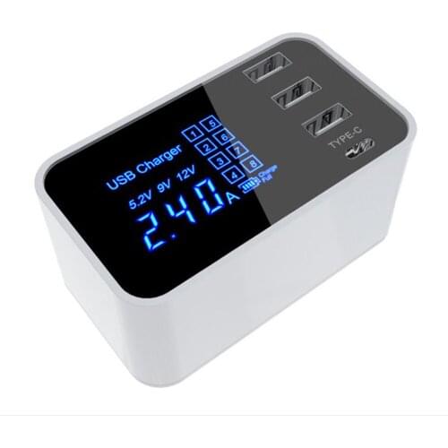 Quick Charge Type C USB Wall Charger Dock Led Display Fast Mobile Phone Tablet Charger For iPhone Samsung USB Adapter EU US Plug