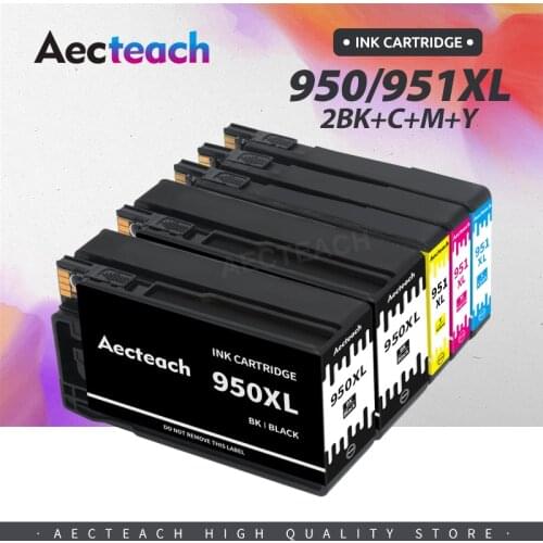 Aecteach 5PK Compatible For HP 950 XL 951 XL Officejet Pro 8100 8600 8610 8615 8620 8625 8630 251dw 276dw Ink Cartridge With Ink