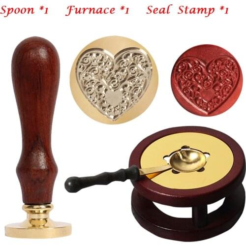 Wooden Wax Seal Stamp Stick Sealing Wax Melting Pot Stove Warmer Melting Glue Furnace Tool & Spoon Wax & Seal Stamp Craft Gift