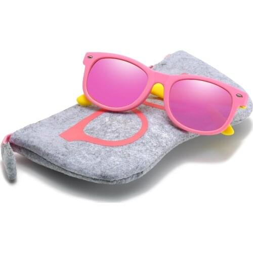 With Bag Rubber Polaroid Baby Girl Kids Sunglasses Children Heart TR90 Black Pink Heart Sun Glasses for Kids Polarized Flexible
