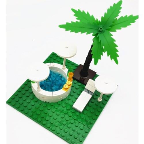 Summer City Trees Building Blocks DIY Toys for Kids MOC Friends Bricks Blocks Parts Accessories Swimming Pool Juguete Bloques