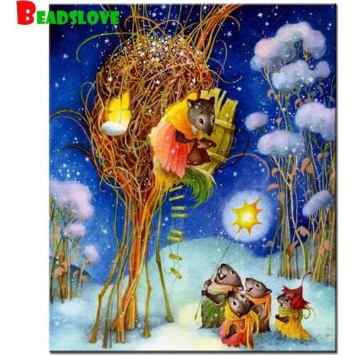 Diy Diamond Painting christmas snow mouse Diamond Embroidery full Square round Drill Rhinestone Mosaic Diamond Picture