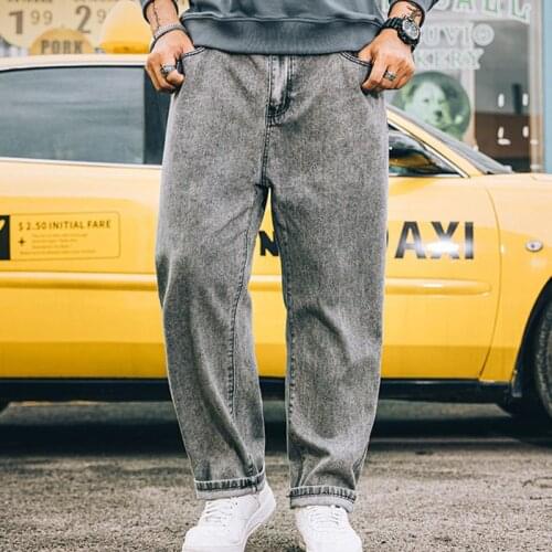 Oversized Trend pants loose straight denim jeans trousers plus size men jeans loose casual fatty guy male old jeans