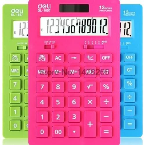 1 Piece Deli 1657 Stationery effective Fashion Calculator / Desktop Calculator / 12 pairs power / ultra slim