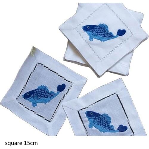 Retro embroidery cotton fish table place mat pad cloth Christmas Placemat Doily Cup mug wedding Coaster kitchen Accessory