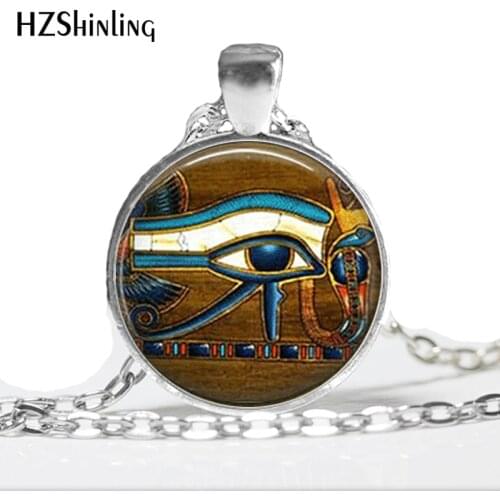 HZ--A95 2017 New Fashion Glass Dome Necklace Vintage Eye of Horus Necklace Egytian Black Jewelry Glass Picture Pendant HZ1
