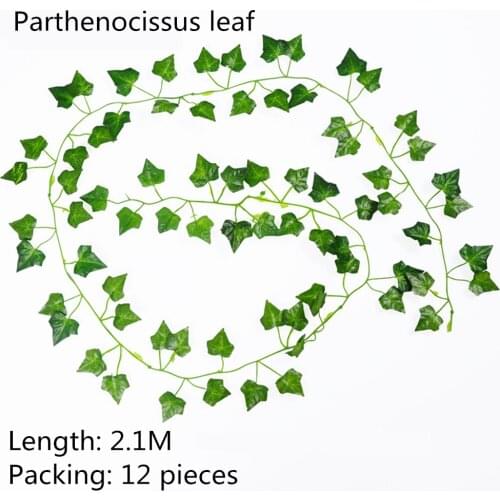 12pcs Leaf 2.4M Home Decor Artificial Ivy Leaf Garland Plants Vine Fake Foliage Flowers Creeper Green Ivy Wreath Rattan string