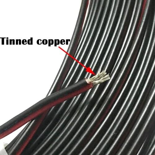 30 Meters UL2468 22AWG Red and Black Double Core Wire 2Pin 2468 Parallel Line Flame Retardant Tinned Copper Wire Speaker Cable