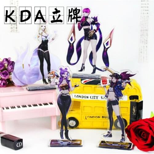 Kawaii LOL KDA Girl Group Figure Acrylic Stands Toys Cute Anime Game Akali Ahri Kasa Eveline Room Decor Birthday Gift for Girls