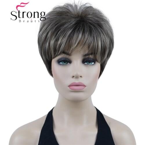 StrongBeauty Short Layered Brown Shag Classic Cap Full Synthetic Wig COLOUR CHOICES
