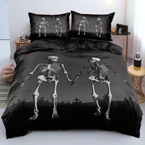 3D Skull Bed Linens Custom Design Comforter Cases Set Pillow Shames Twin King Queen Full Double Single Size Black Bedding Sets