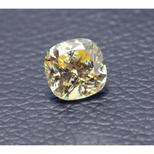 Square shape cushion cut light yellow cubic zirconia beads CZ loose fancy vivid yellow DIY jewelry making