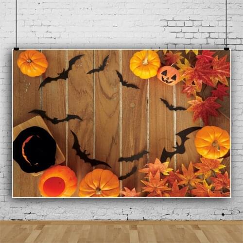 Laeacco Happy Halloween Festivals Old Planks Wood Floor Maples Party Decor Photographic Background Photo Backdrops Photo Studio