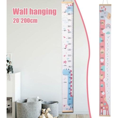 Kids Growth Chart Wood Frame Canvas Height Measurement Ruler Baby Adult For Childs Room Decoration Toise Mesure Enfant
