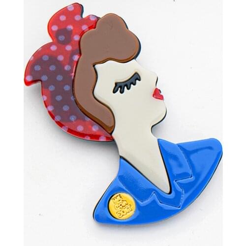 Fashion Large Girl Figure Acrylic Brooches And Pins For Women Ladies Elegant Resin Lapel Pins Female Badges Brooches Jewelry
