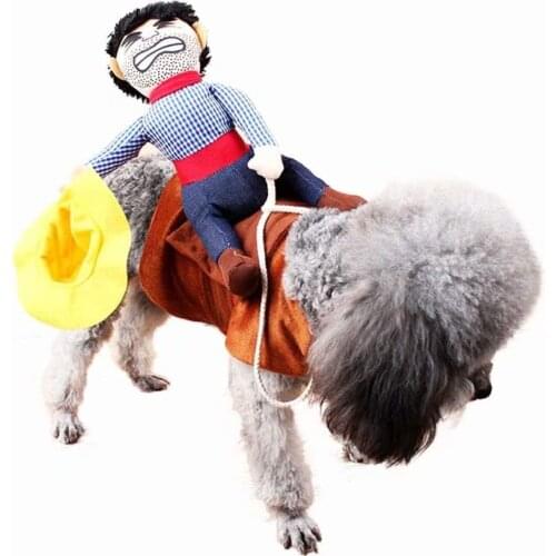 New Cowboy Rider Dog Costume Knight Style With Doll And Hat Pet Suit Party Dressing Animal Clothes Halloween Day Pet Costume
