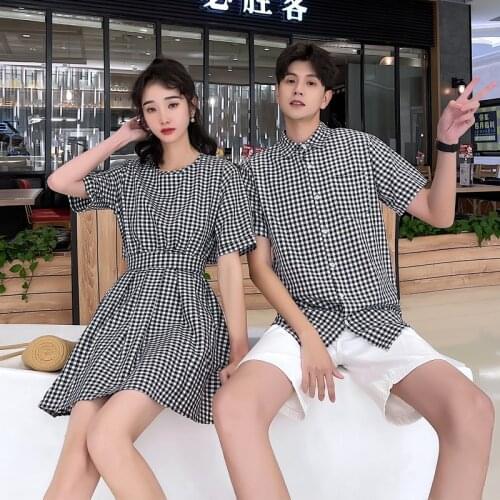 Take real 2021 new plaid couples dress couples clothes couples clothing