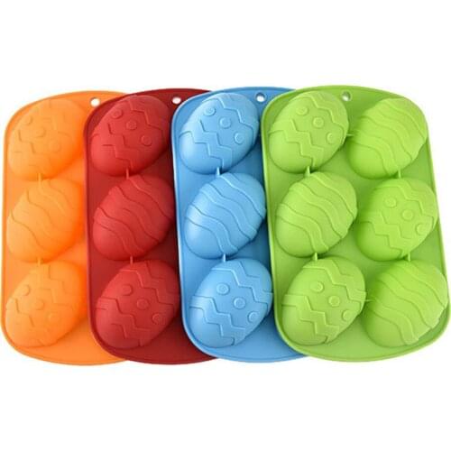 6-Cavity Easter Egg Shaped Silicone Chocolate Mold DIY Baking Cake Mold For Handmade Soaps Candles Candies Cake Chocolates