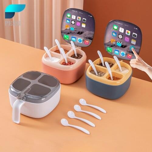 PEISI Punch-Free Kitchen Organizer Wall-Mounted Closed And Waterproof Plastic Storage Containers Home Kitchen Storage Accessory