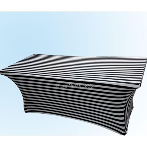 6FT Stripe Spandex Table Cloth 5 PCS Free Shipping Black and White Stripe Table Cover Lycra Table Cloth