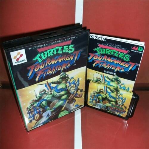 Turtles Tournament Fighters Japan Cover with Box and Manual For Sega Megadrive Genesis Video Game Console 16 bit MD card