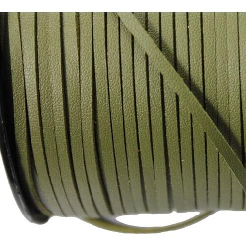 AaaZee 10 Yards 3mm Patent Faux Suede Leather Strap for DIY Bracelet Jewelry Making Decoration, Olive Coated
