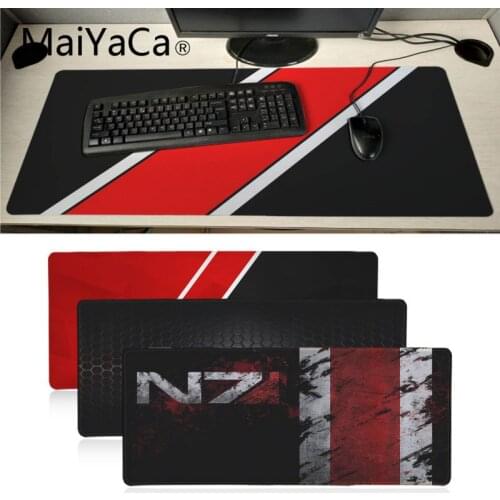MaiYaCa Mass Effect N7 Game Logo Rubber Pad to Mouse Game Anime Cartoon Print Large Size Game Mouse Pad Keyboard Mat Desk Mat