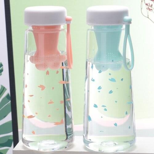 550ml Cute Transparent Plastic Water Bottles Outdoor Children Travel Tea Drinking Bottles Home School Student Drinkware Supplies