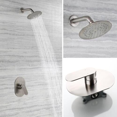 304 Stainless Steel Bathroom Shower Faucet Set In Wall Rainfall Shower Head Cold and Hot Mixers Shower System