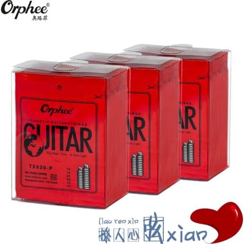 10 Sets of Orphee TX620-P Acoustic Guitar Strings Hexagonal Carbon Steel Phosphor Copper Plated 1st-6th Strings